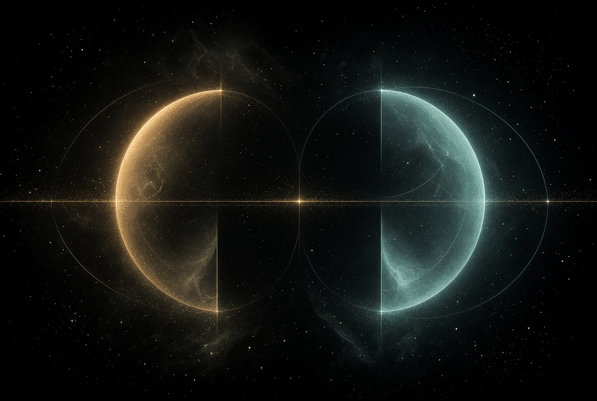 Companion seals · gold and teal on one coordinate