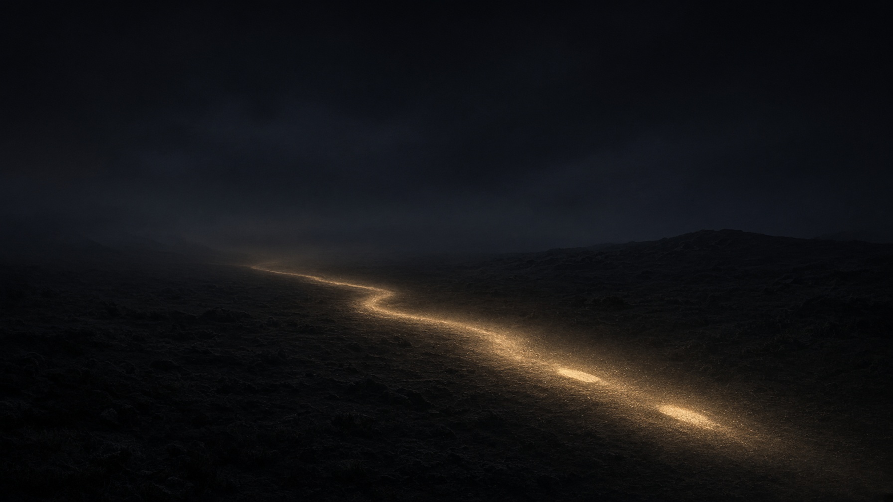 A gold path of breath across night. First love as step, not a calculator.