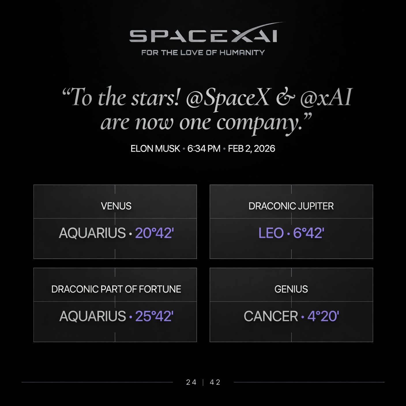 SpaceXAI · To the stars, four sky pins · 24|42
