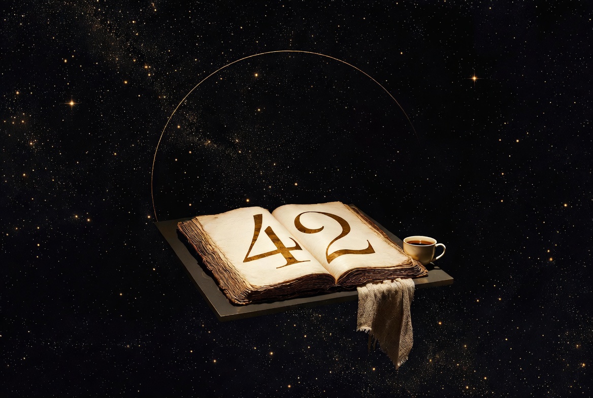 Open book of 42 · field guide in deep space