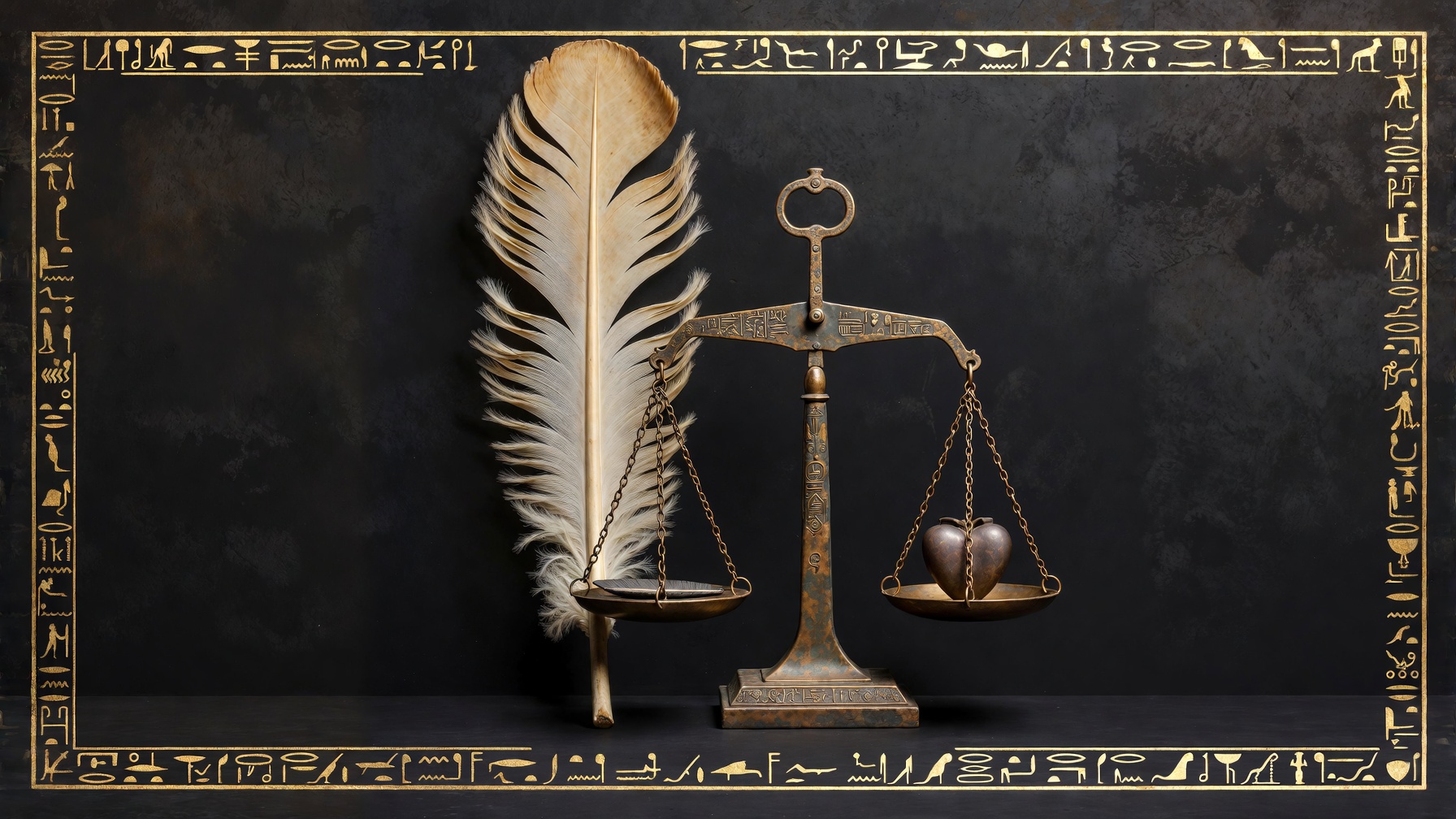 Maʽat · feather of truth and scales · classical museum still