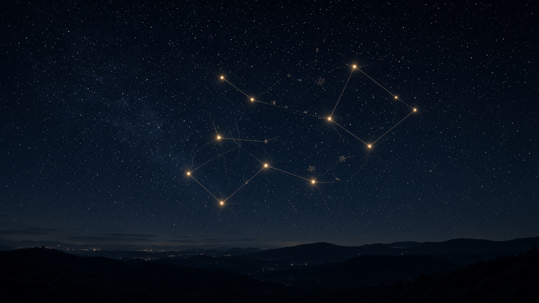 Gold constellation thread on the actual sky.