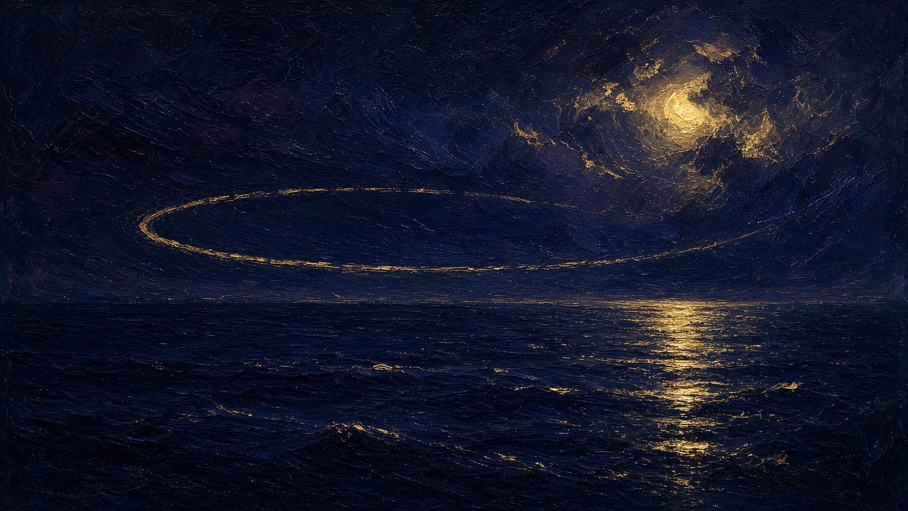 A gold turning in night water · the year she became forty-two