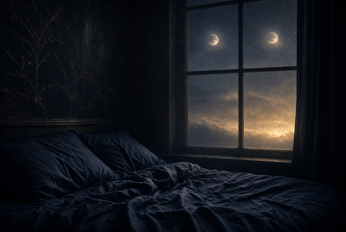 Predawn twin dream atmosphere · dual light at the horizon · no figures