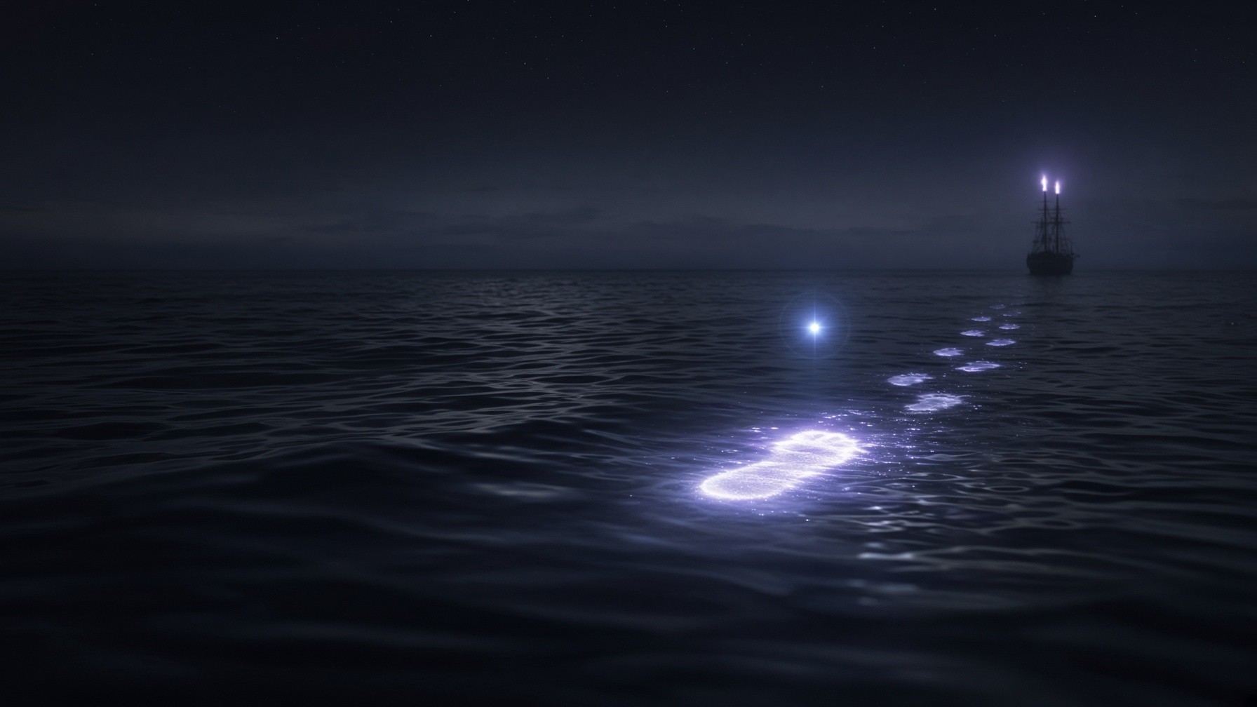A pale-blue star leaving a luminous footstep. The cinematic night's art.