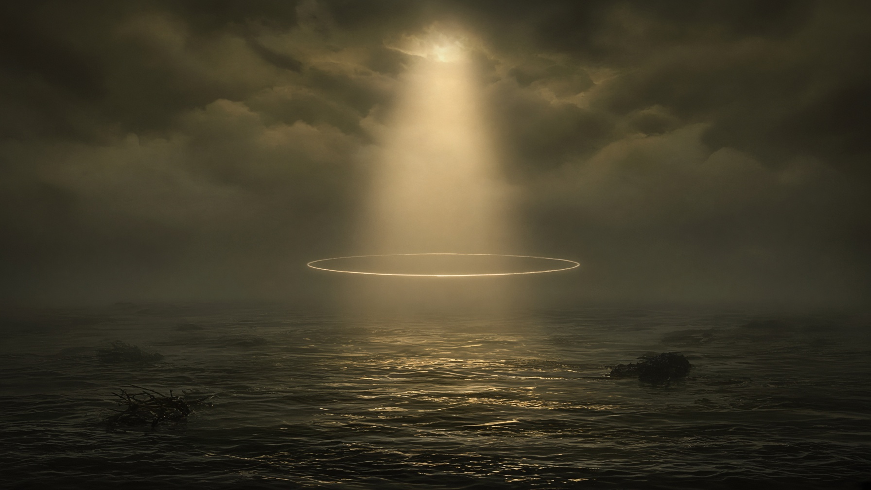A dove of light over dark water, a thin ring like a Be-star halo. Mythopoesis.