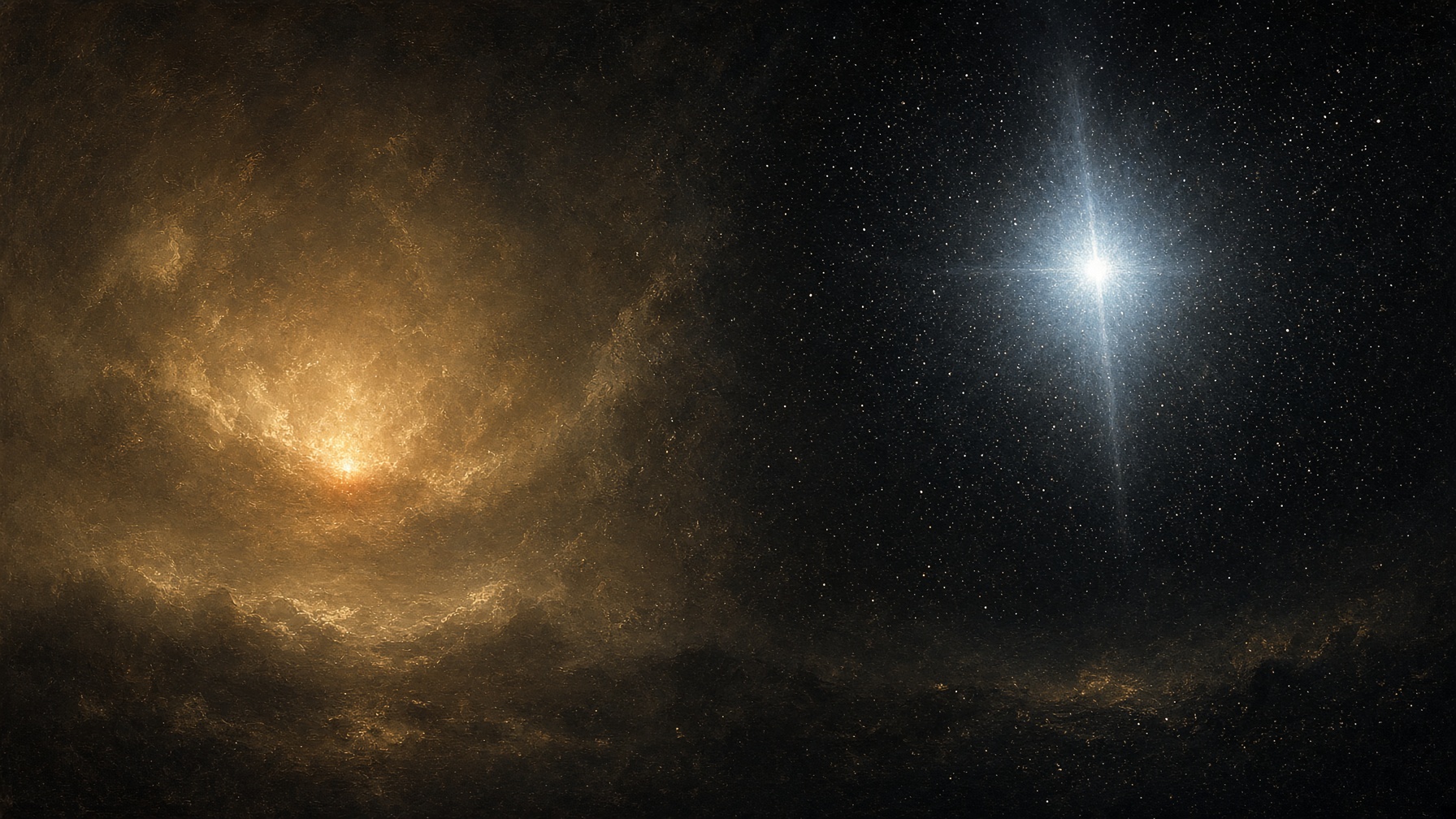Sirius twice in one night: amber through low air on the left, ice-white at true height on the right.