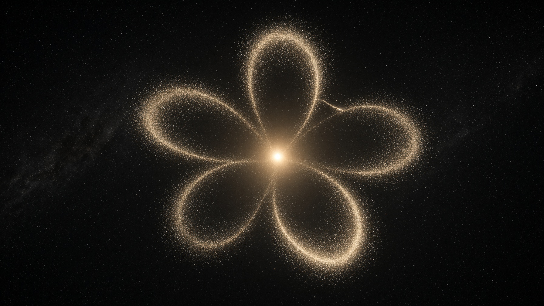 Five rounded petals of champagne-gold light around the Sun. A Venus rose that almost closes.