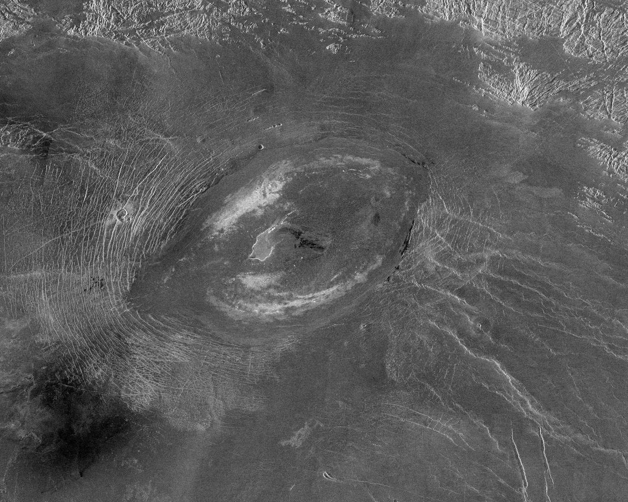 Magellan radar of Sacajawea Patera on Venus.